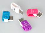 Картридер Smartbuy 706, USB 2.0 - MicroSD, голубой
