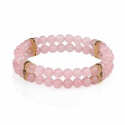 Браслет Всевидящее Око из Бронзы Двойной с розовым кварцем 6 мм