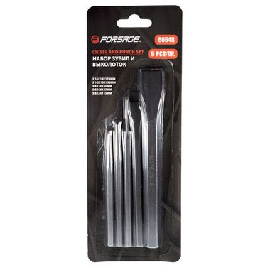 Набор зубил и выколоток, 5пр. (зубила:19х178мм, 13х150мм,выколотки: 3х150мм, 3х115мм, кернер: 4х127мм)в блистере Forsage F-5054R