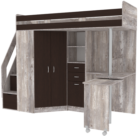 Кровать-чердак КарИВи Мийа Люкс Бетон Венге