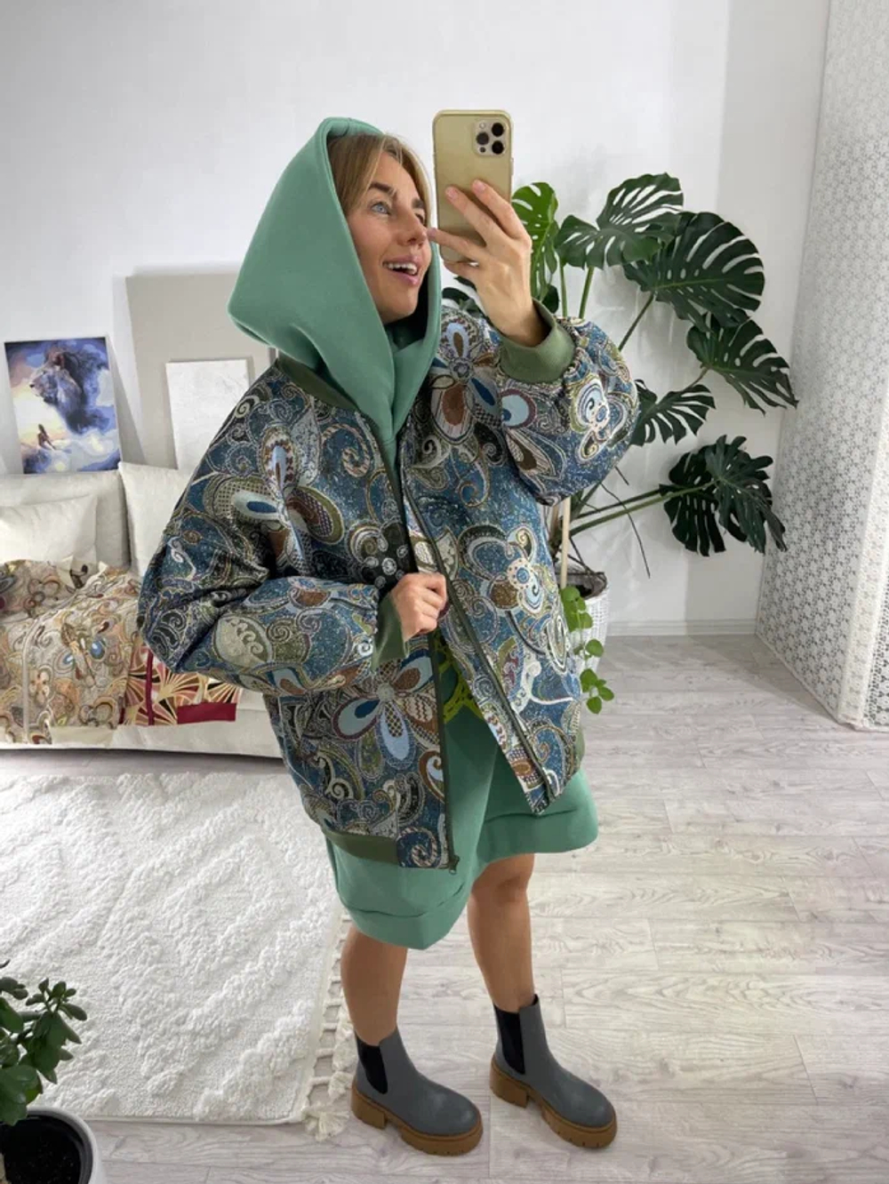 Куртка-бомбер (цвет сине-зеленый)