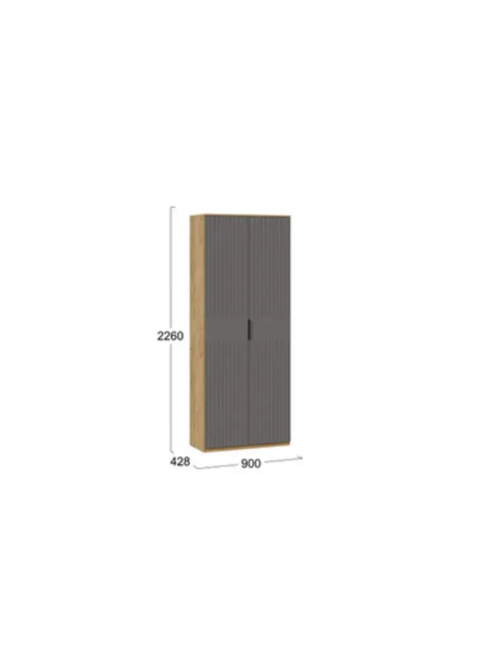 Шкаф для одежды Дуб Крафт золотой, Графит 90х43х226