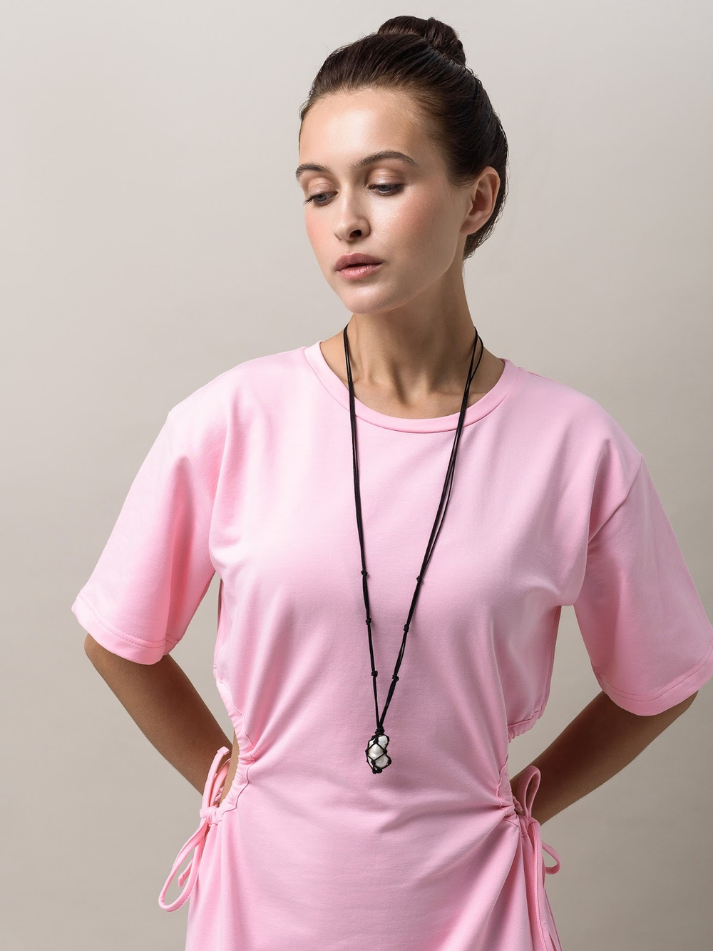 Колье "Cord Pearl" Black с жемчугом