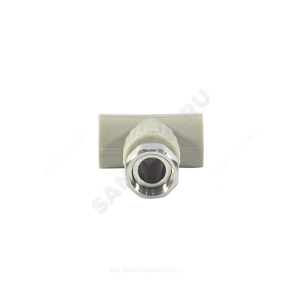 Тройник PP-R комбинированный серый Дн 20х3/4" с накидной гайкой VALFEX 10140120Г