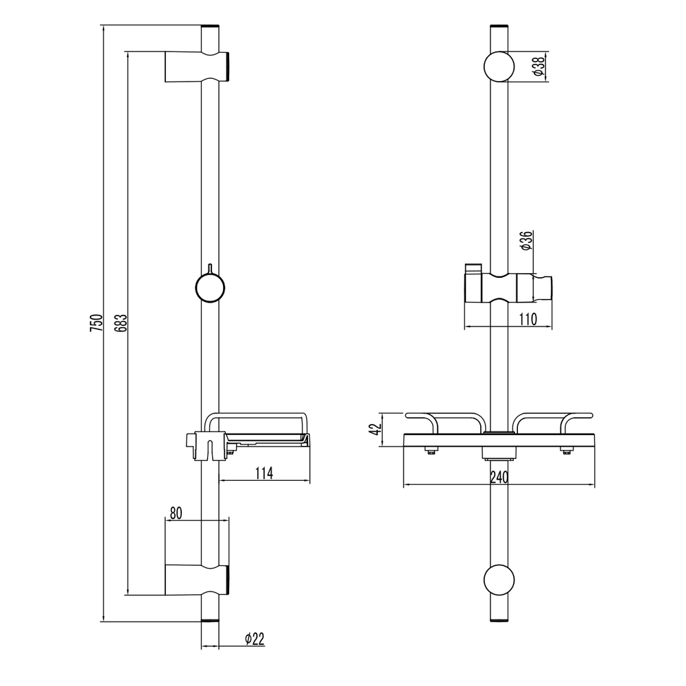 Стойка для душа Lemark LM3775GM с полочкой