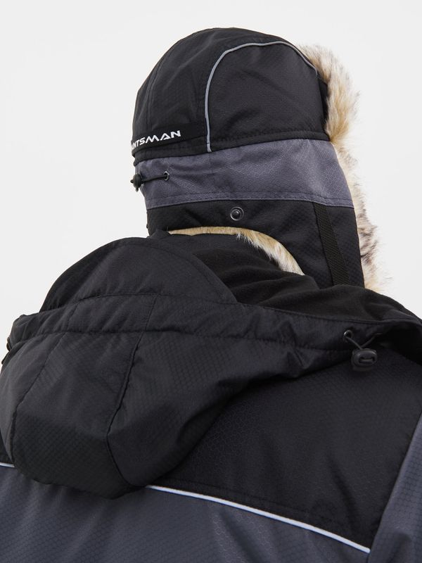 Шапка ушанка зимняя Полюс ткань Cell цвет Серый/Черный