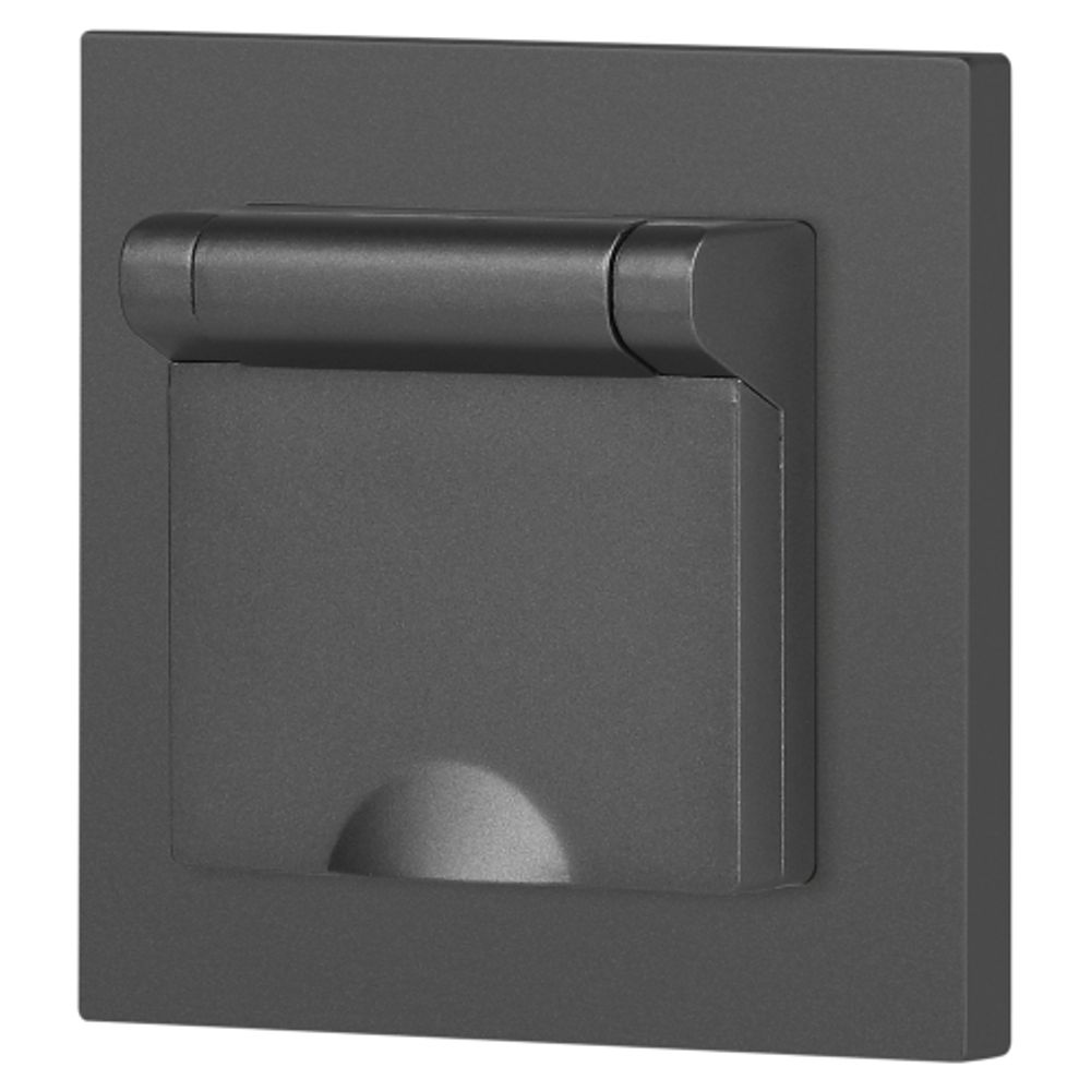 Розетка Intro Accent 6-203-07 2P+E Schuko с крышкой, 16А-250В, IP20, СУ, AL/CU, графит | Intro