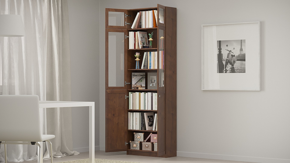 Шкаф книжный Билли 36 Орех Экко 9459 80*30*237 см, Коричневый   Фиеста