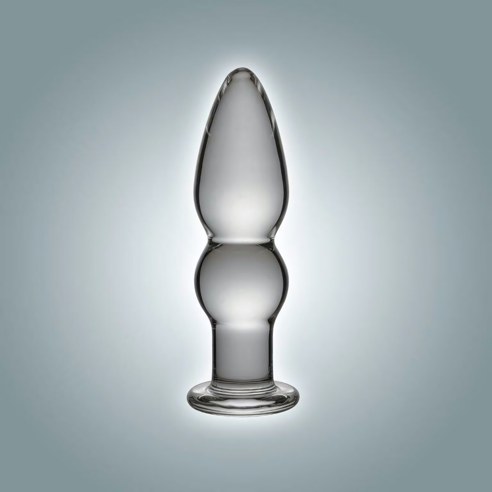 Фигурная анальная втулка из стекла - 11 см. (Цвет: прозрачный)