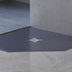 Душевой поддон трапеция RGW ST/T-G Графит (900x900)