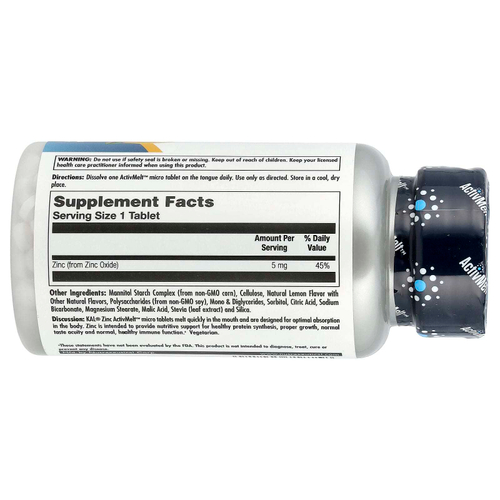 KAL, цинк, со вкусом лимона, 5 мг, 60 микротаблеток