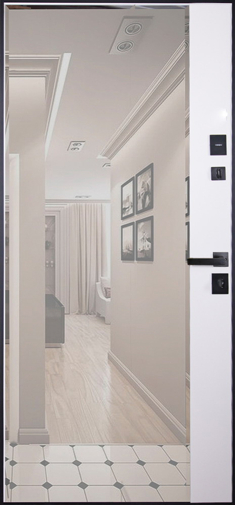 Стальная дверь "Сапсан" с зеркалом (умная дверная ручка)