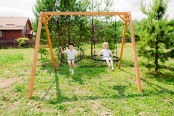 Деревянные качели с двумя качелями гнездо 100 см
