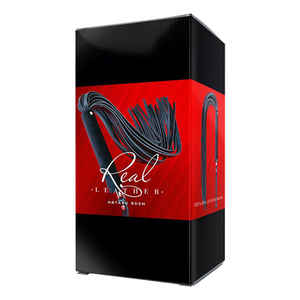 Черная кожаная плеть-флоггер 84см Bior Toys Notabu Real Leather NTB-80704