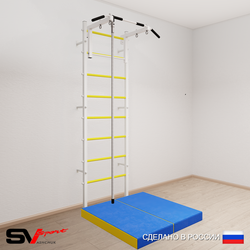 Шведская стенка Sv Sport усиленная 6094 (Турник стандарт/Канат/Мат 1м)