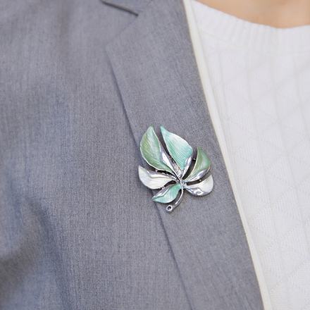 Брошь Shadore Лист резной XZ0863.20 G/S