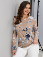 Лонгслив ЛНкл-081/бежевый-плетистаяроза