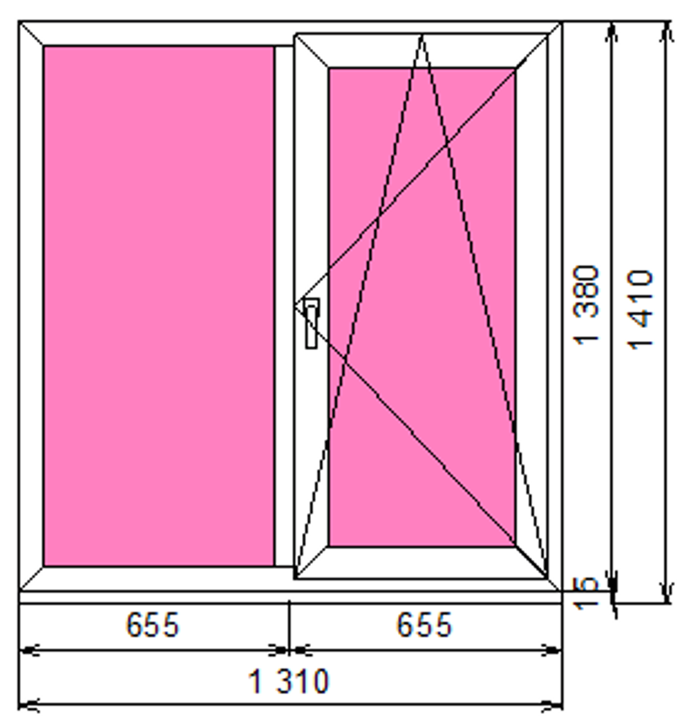 Пластиковое окно 1380 х 1310 ТермА Эко