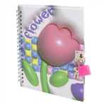 Блокнот в футляре, 18 см * 22 см, гребень, Alingar, мат.ламин, эффект 3D, ручка, замочек, диз. блок, линия, 45 л., "Тюльпаны", розовый