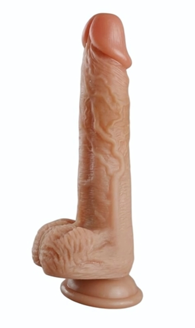 Телесный вибратор-пульсатор с подогревом Extaz - 20 см. (Цвет: телесный)