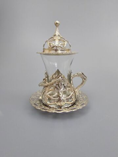 Чайная пара "Хюрем" на 1 персону с лукумницей/ACAR. Турция (бронзовый)