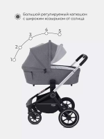 Коляска детская MOWBaby "ZOOM"PU (2в1) RA086 Silver Grey