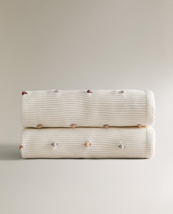 Zara Home плед детский из хлопка, в полоску, 70x100 см