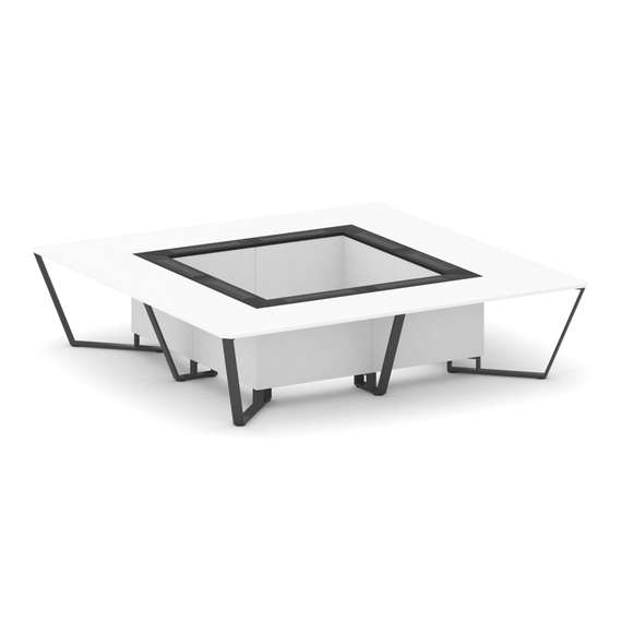 Steel Meet Стол переговорный квадратный KMK-PR.B.SP-16K Белый Бриллиант/Графит Глянец/Металл Антраци