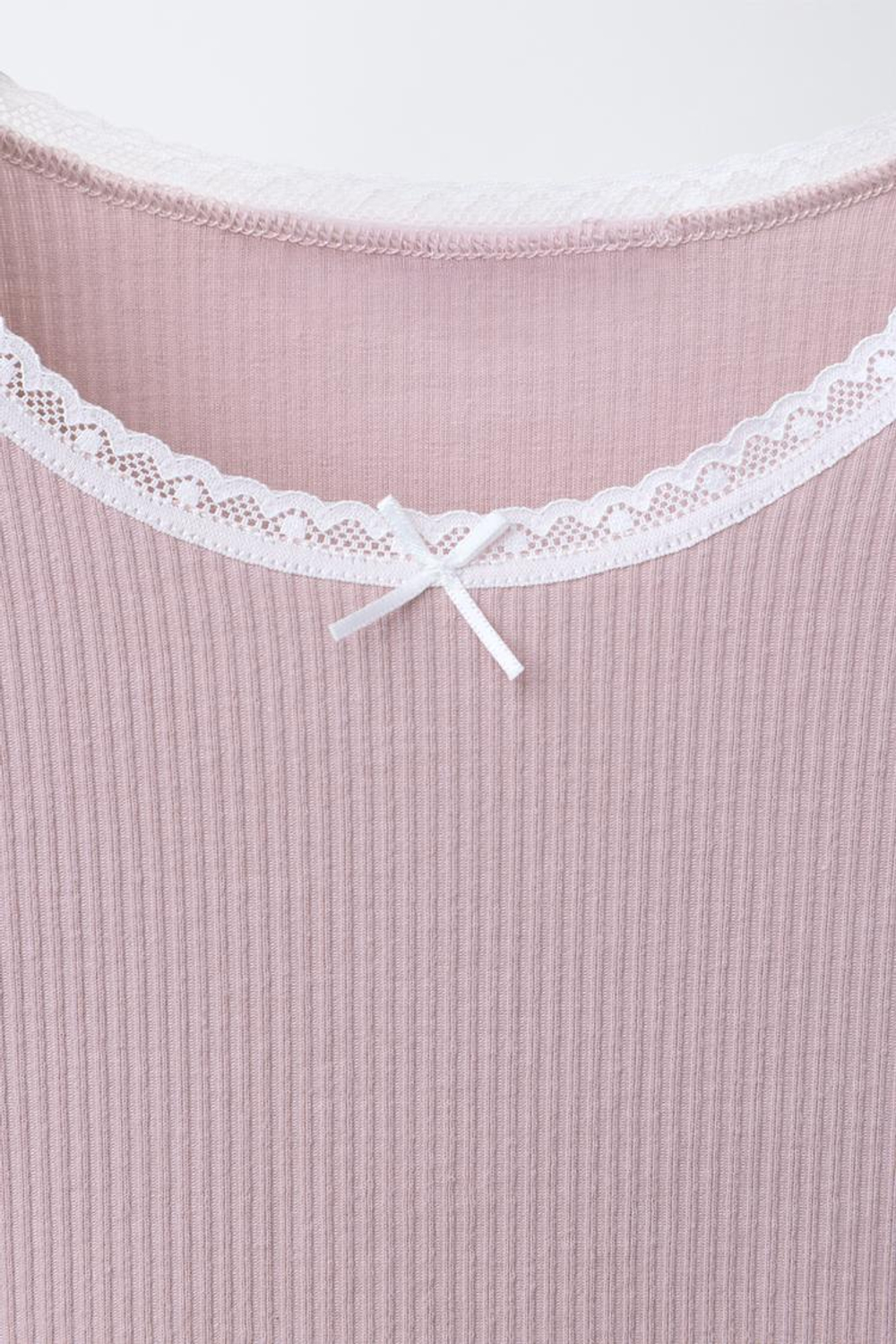 ZARA НАБОР ИЗ ДВУХ РУБЧАТЫХ ФУТБОЛОК С КРУЖЕВОМ, РАЗНОЦВЕТНЫЙ