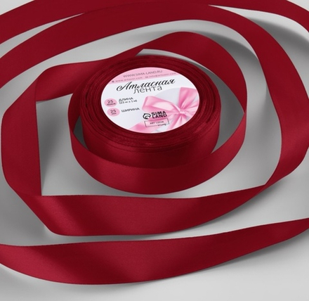 Лента атласная 25 мм 23 м, алая