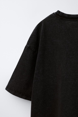 ZARA ФУТБОЛКА С ПРИНТОМ LADY GAGA ©, ТЕМНЫЙ АНТРАЦИТ