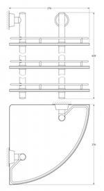 Полка угловая 3-х ярусная 28 cm (матовое стекло; хром) (FBS)