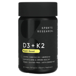 Sports Research, витамины D3 и K2, растительная добавка, 125 мкг/100 мкг, 60 растительных капсул
