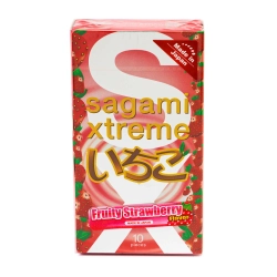 Презервативы "Sagami Xtreme Strawberry", латекс, с ароматом клубники, 10 шт.