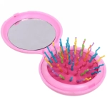 Расческа массажная складная с зеркалом, круглая «Monaco - Love», микс 4 цвета, 7 см (коробка PVC)