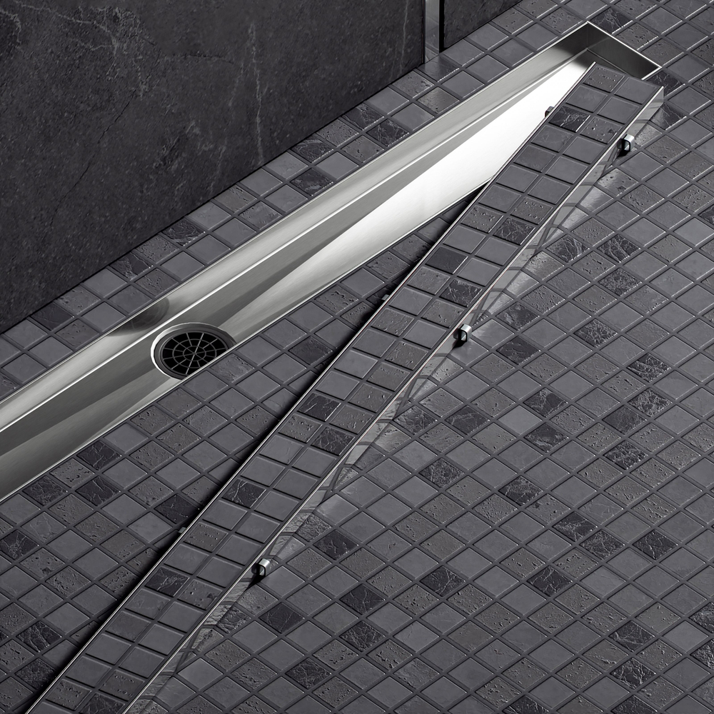 Душевой лоток Drain System 1000 DS230210/01 Сатин, c двусторонней панелью "Plate" под плитку