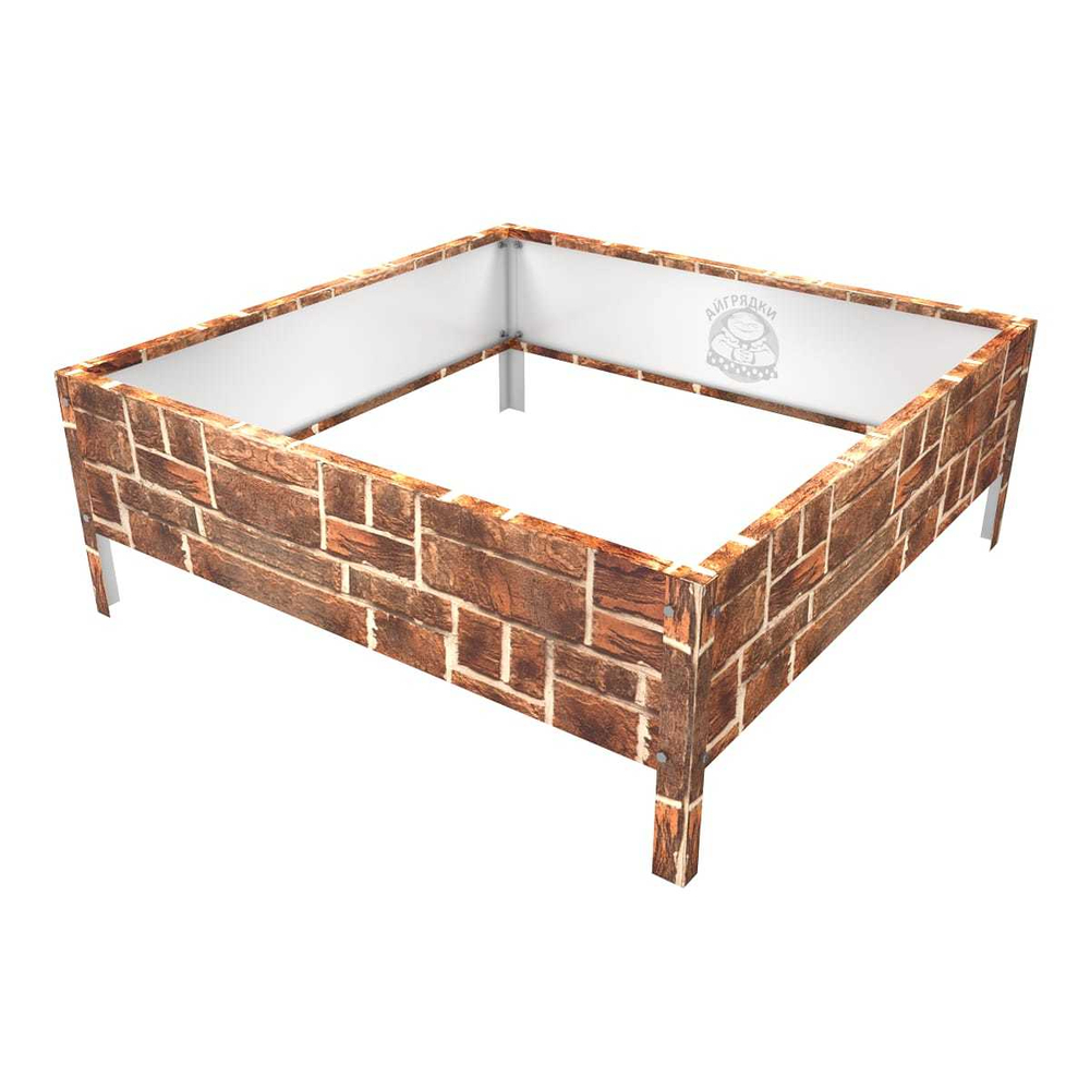 Клумба квадратная оцинкованная 1 ярус Кирпич