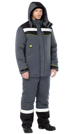 Костюм зимний "Джокер" полукомбинезон (серый/черный/лайм)