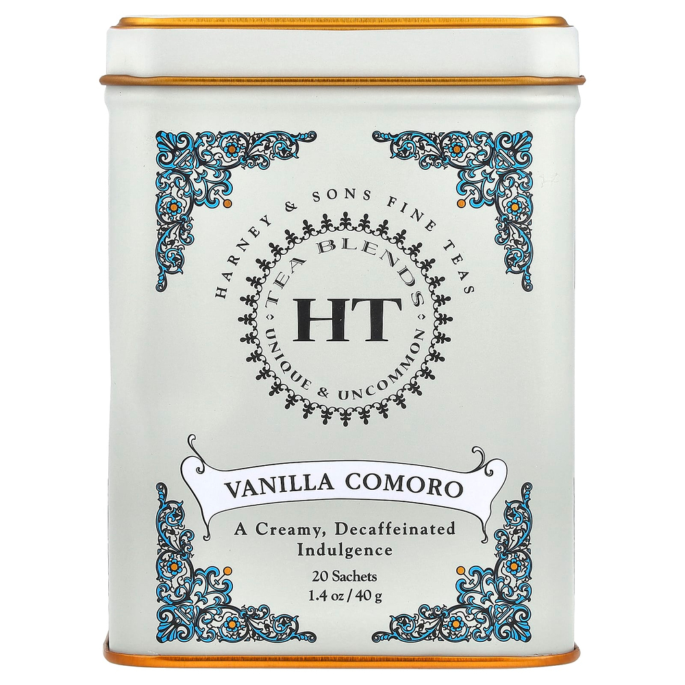 Harney & Sons, HT Tea Blends, коморская ваниль, без кофеина, 20 чайных пакетиков, 40 г (1,4 унции)