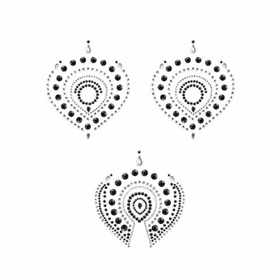 Черно-серые наклейки на грудь и зону бикини FLAMBOYANT (Цвет: черный с серым)