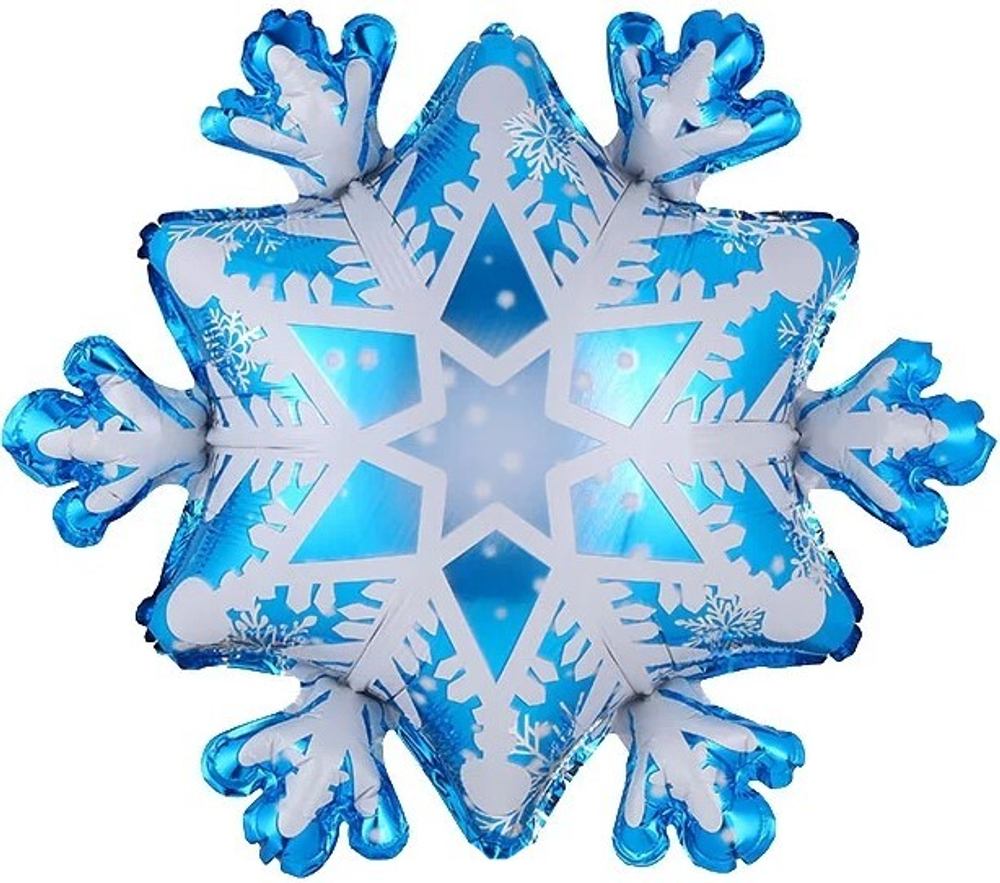 Фигура шарик с гелием на новый год в виде синей снежинки недорого