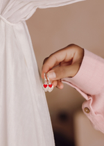 Серьги-трансформеры  «Хати» с алой ювелирной эмалью