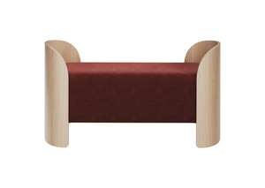 Банкетка Lagom 2 120 см (бордовый FiberGuard, натуральный дуб)
