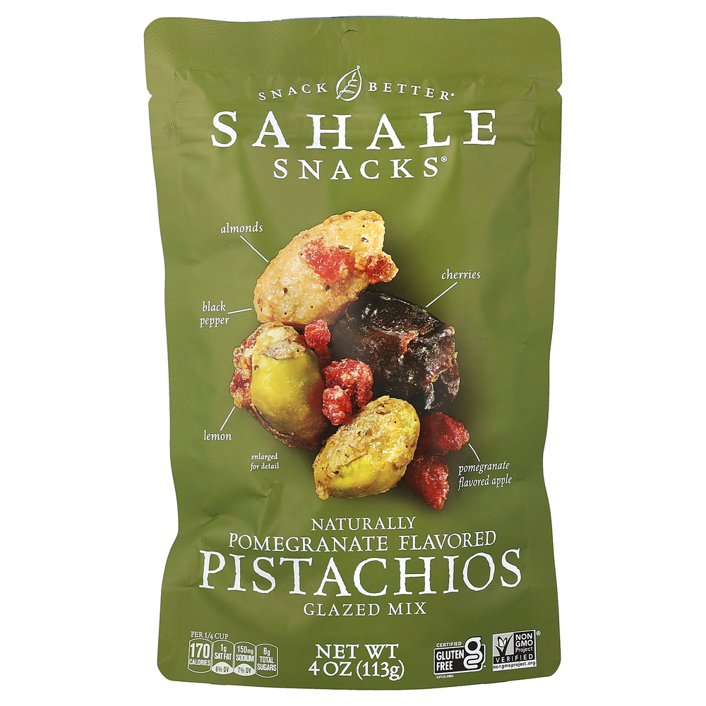 Sahale Snacks, глазированная смесь, натуральные гранат и фисташки, 113 г (4 унции)