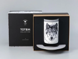 Бокал с блюдцем Тотем в подарочной упаковке, рисунок Волк, арт. 81.28374.00.1