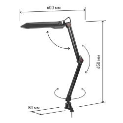 Настольный светильник ЭРА NL-201-G23-11W-BK с лампой PL на струбцине черный | Настольные светильники под лампу
