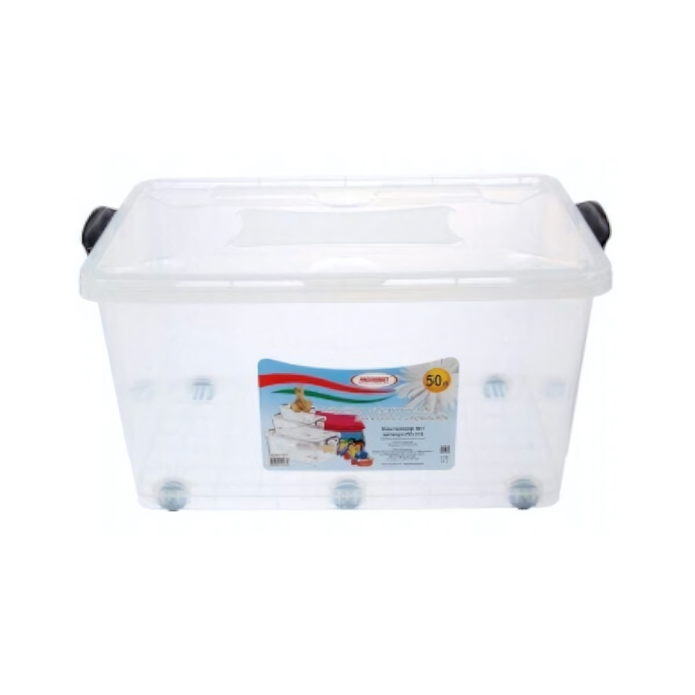 Контейнер пищевой прямоугольный (прозрачн) № 7 (50 л) 610*390*320 на колесиках