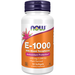 Now Foods E-1000 Mixed tocopherols 50 softgels, Витамин E