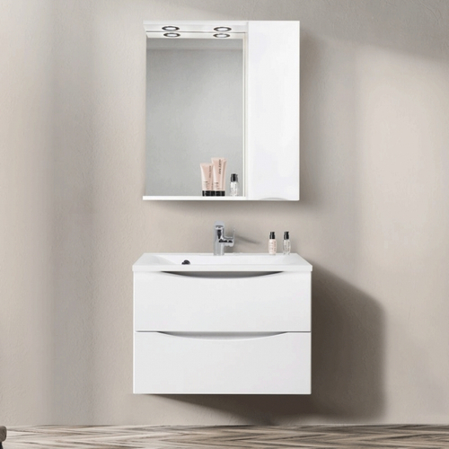 Зеркало со шкафом BelBagno MARINO-SPC-800/750-1A-BL-P-R 80 с подсветкой Bianco Lucido