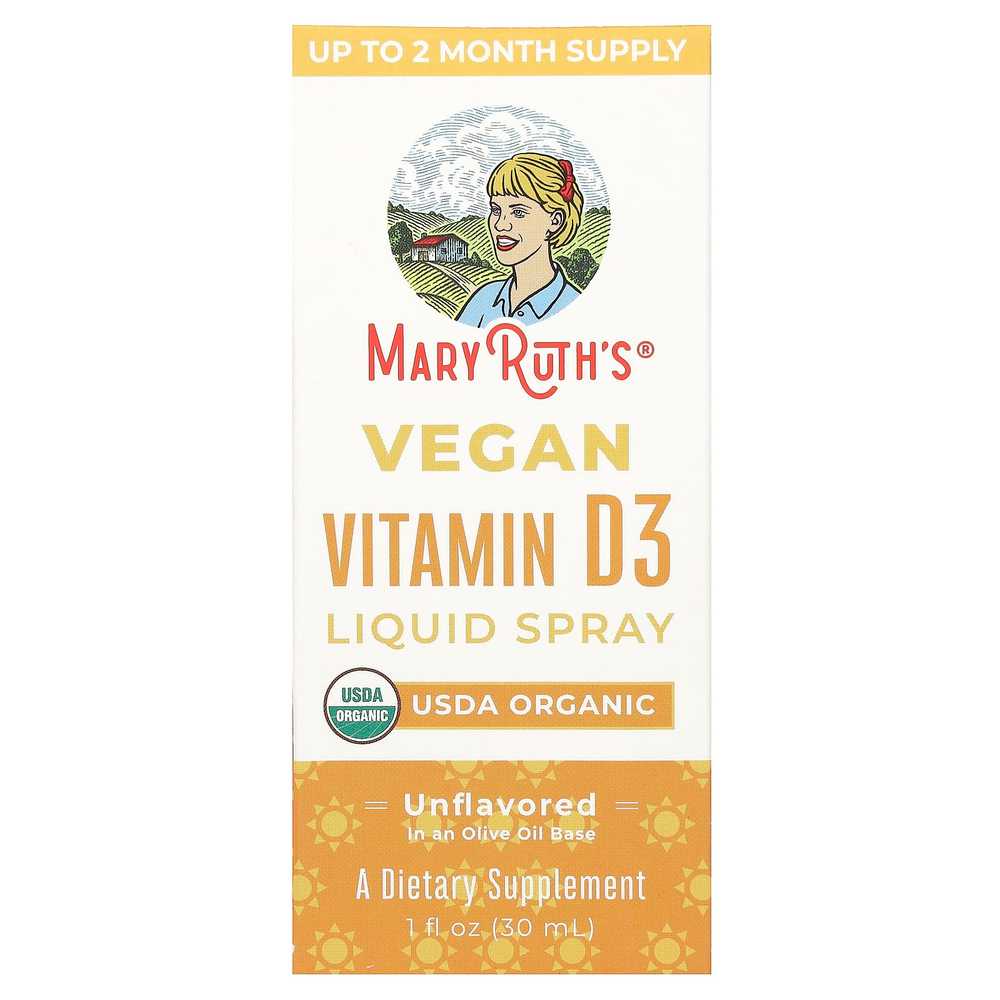 MaryRuth's, веганский витамин D3 в жидкой форме, без добавок, 30 мл (1 жидк. унция)